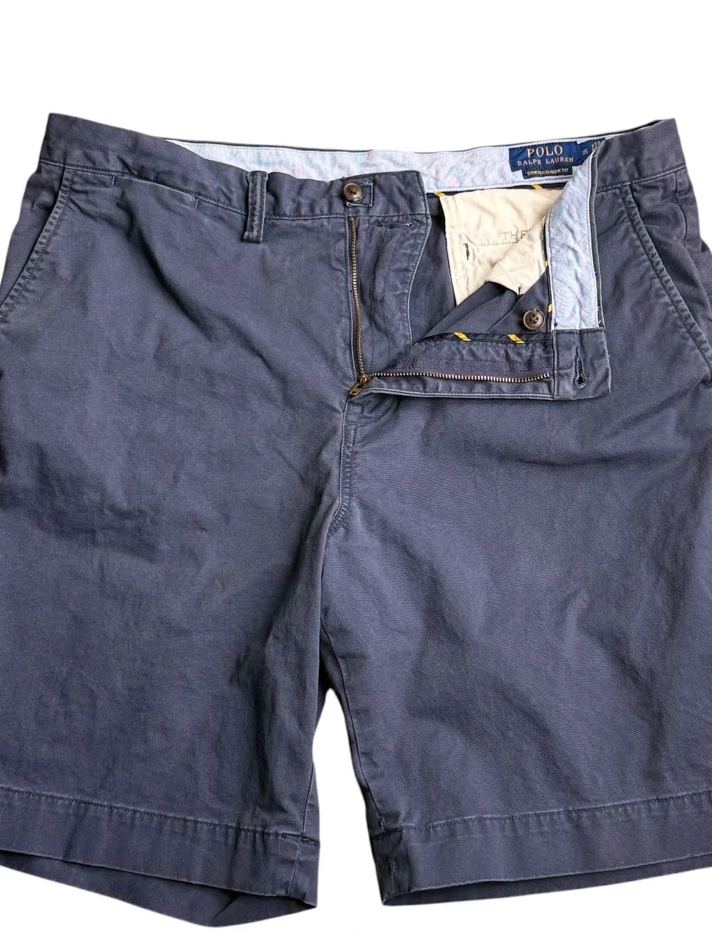 Polo Ralph Lauren Mens 35 Chino Shorts Stretch Classic Fit Navy Blue 38” Waist